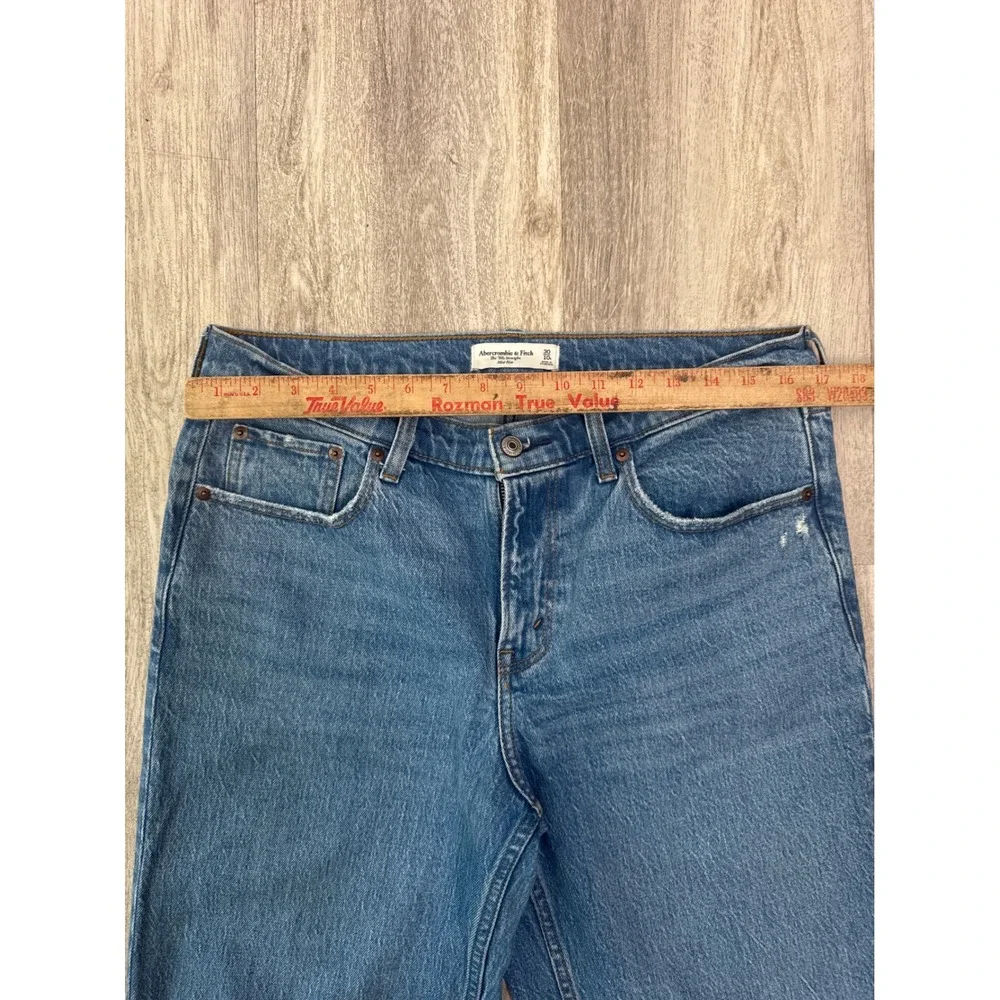 Abercrombie & Fitch The 90s Straight Mid Rise Distressed Jeans Blue 30 10R
